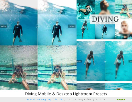 اکشن فتوشاپ و پریست لایت روم غواصی - Diving Mobile & Desktop Lightroom Presets